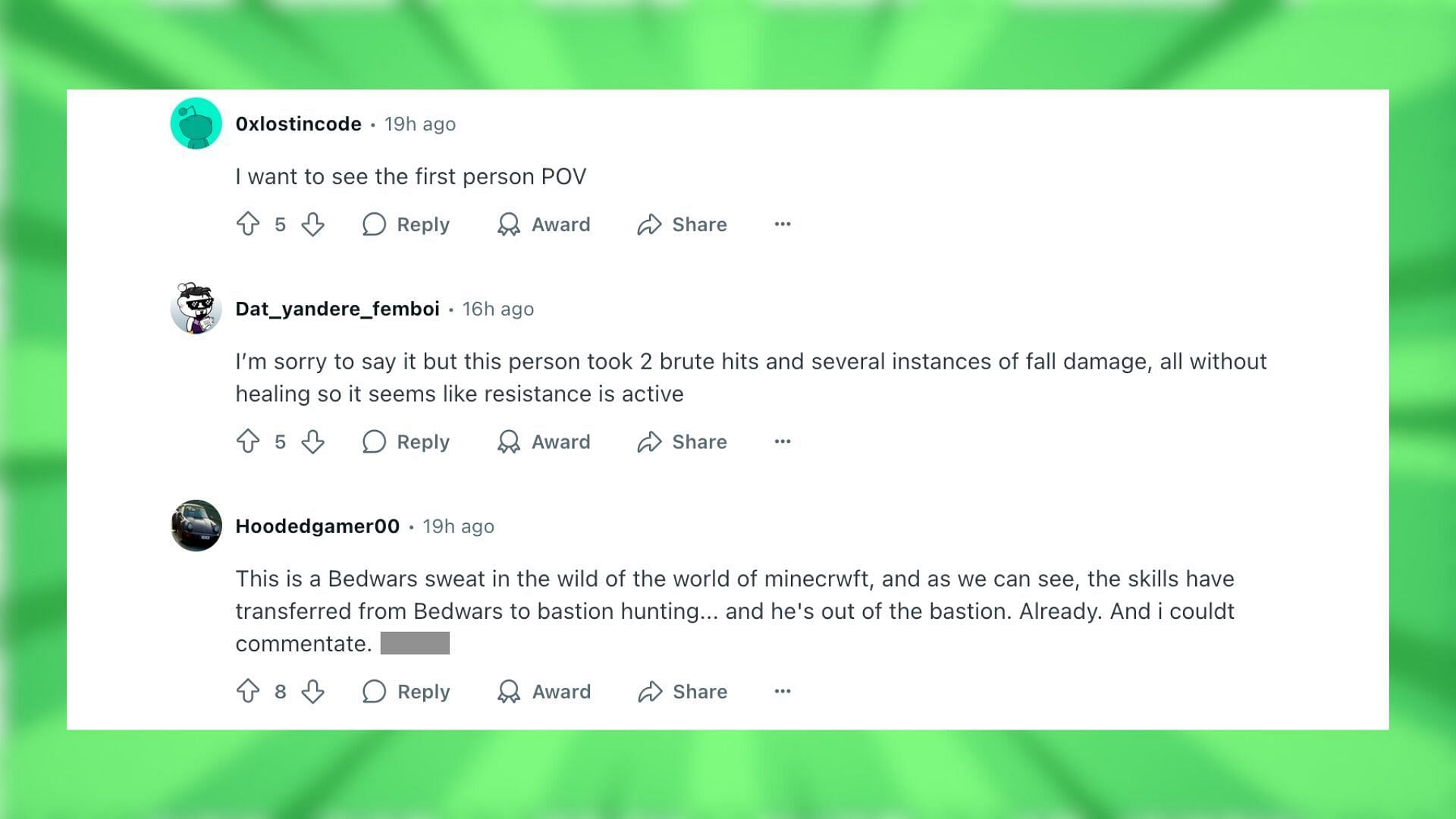Redditors react to the bastion loot strategy in Minecraft (Image via Reddit)
